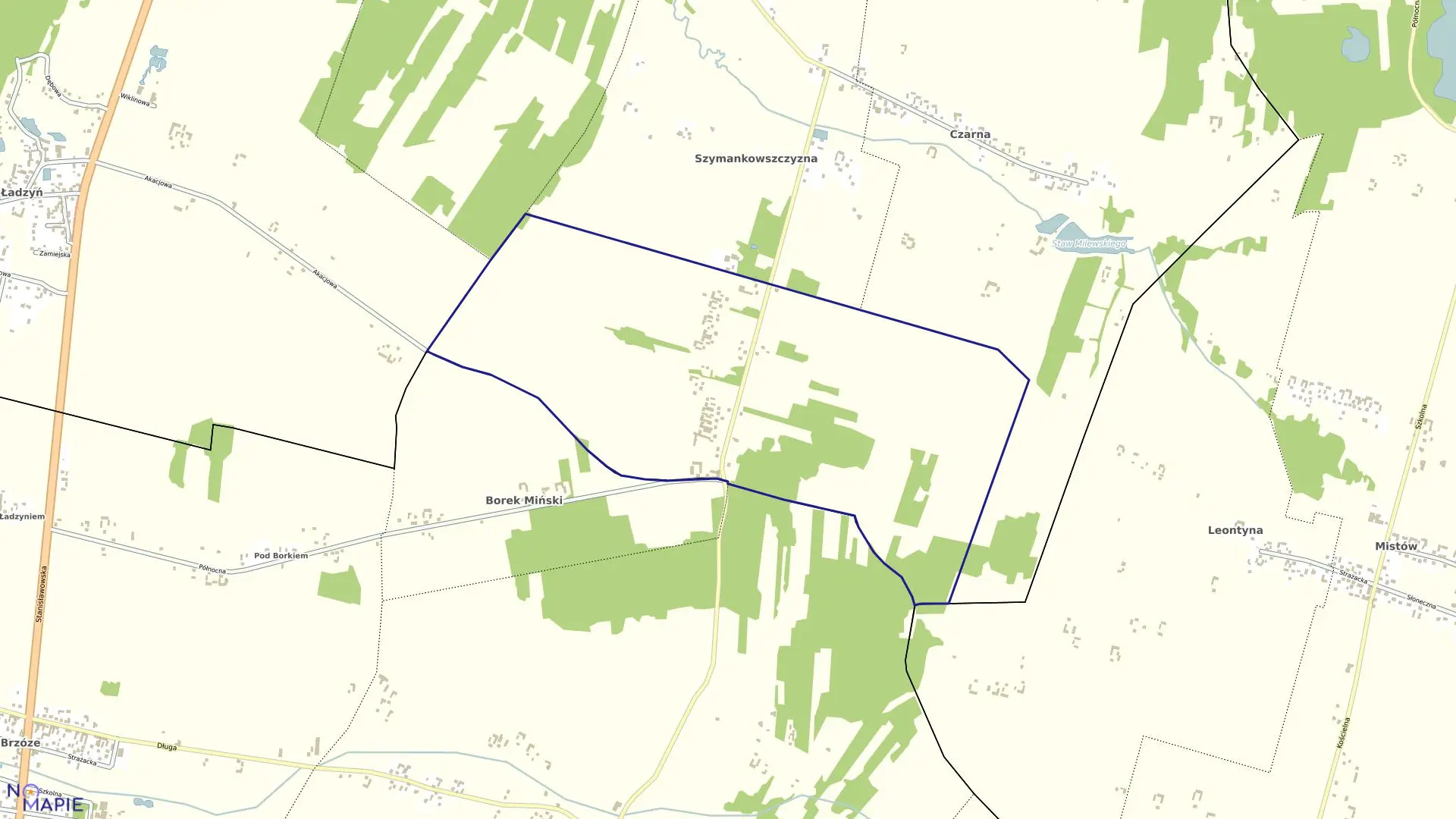 Mapa obrębu BOREK CZARNIŃSKI w gminie Stanisławów