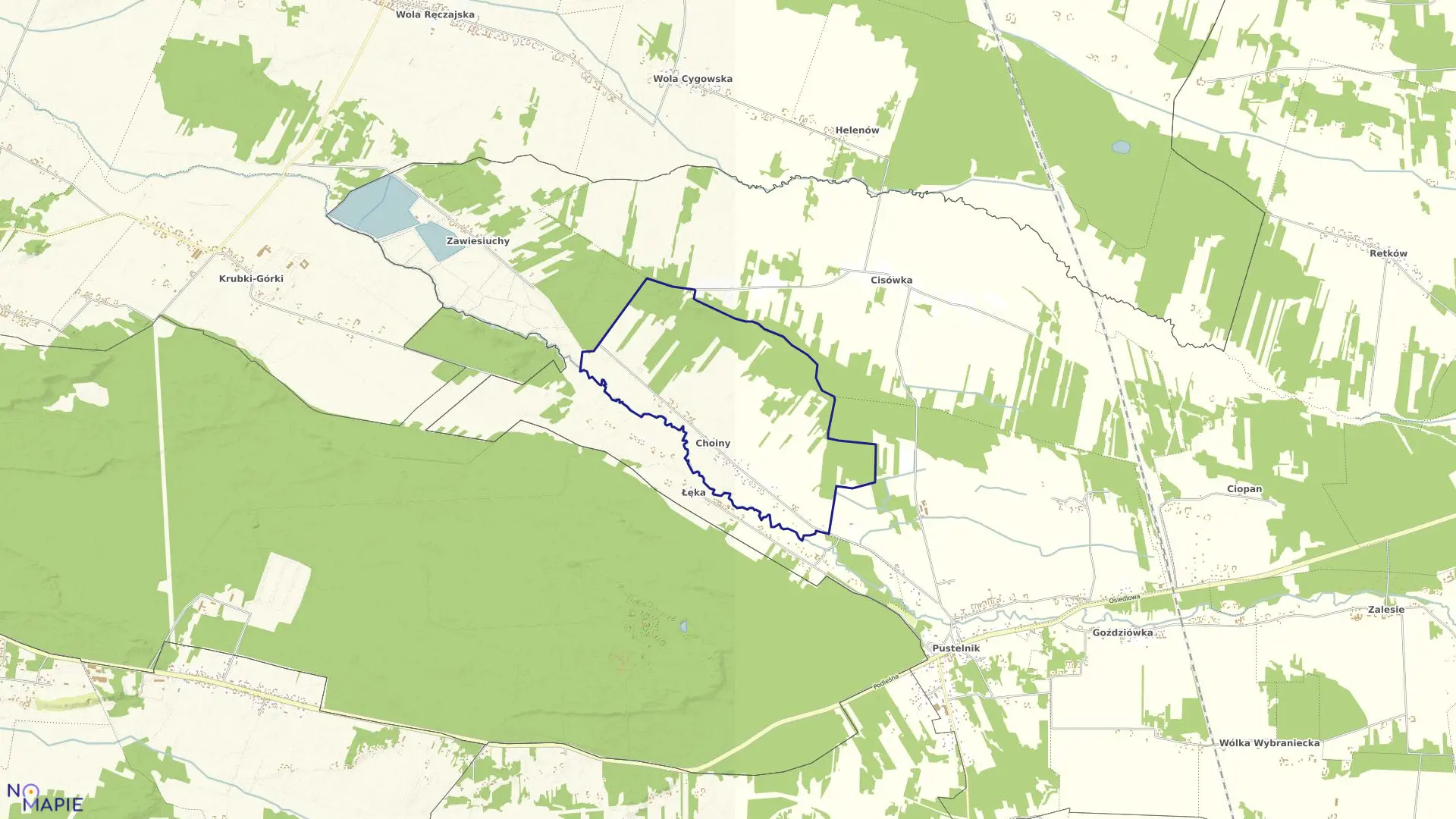 Mapa obrębu CHOINY w gminie Stanisławów