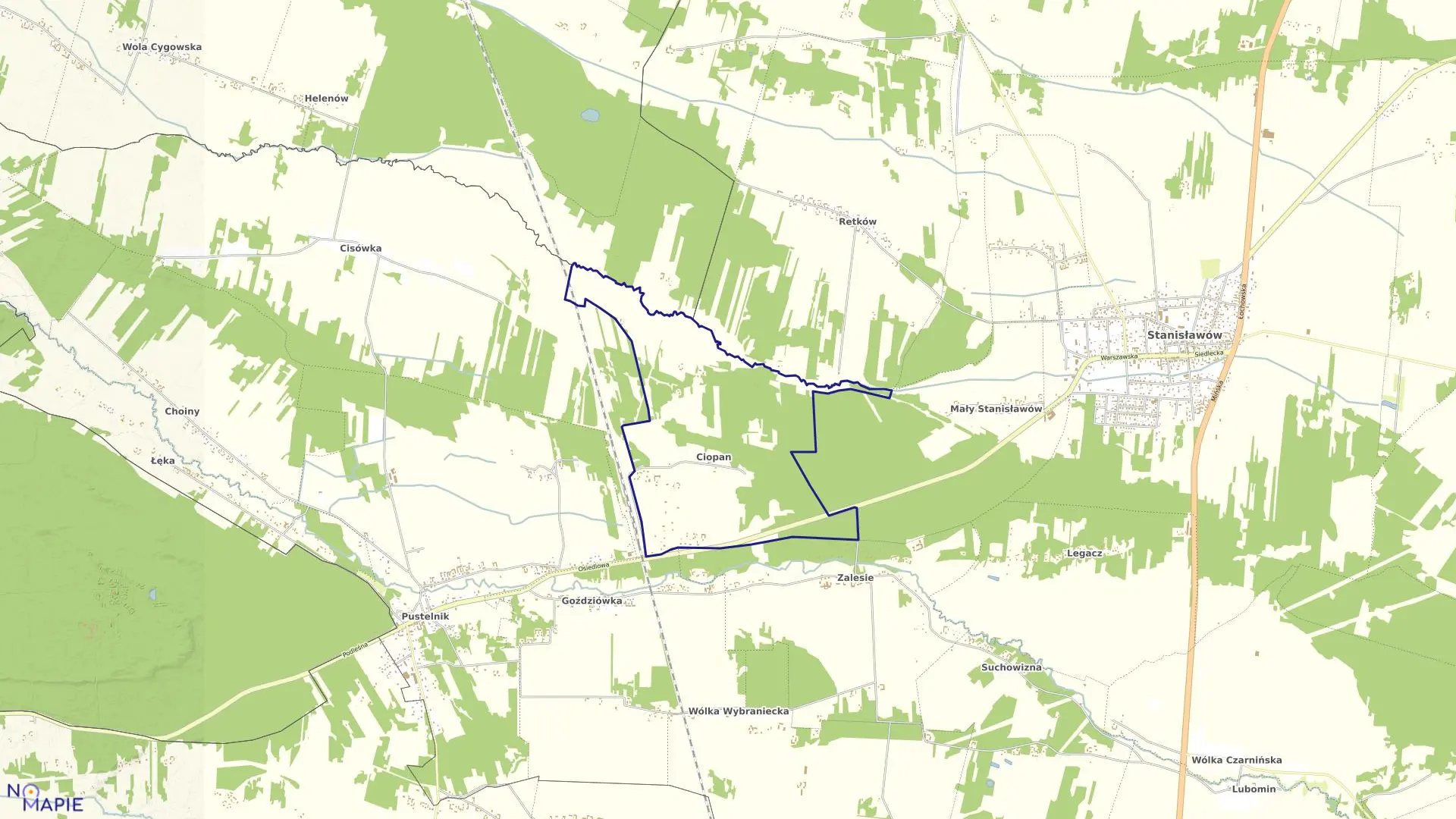 Mapa obrębu CIOPAN w gminie Stanisławów
