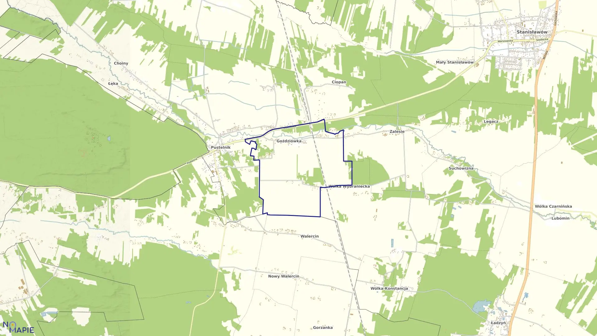 Mapa obrębu GOŹDZIÓWKA w gminie Stanisławów