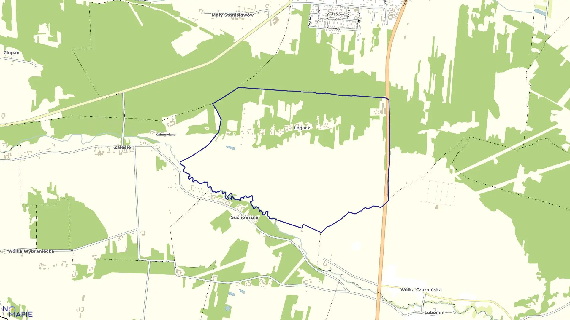Mapa obrębu LEGACZ w gminie Stanisławów
