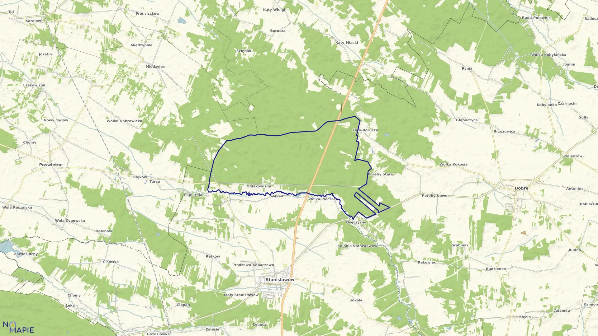 Mapa obrębu OŁDAKOWIZNA w gminie Stanisławów